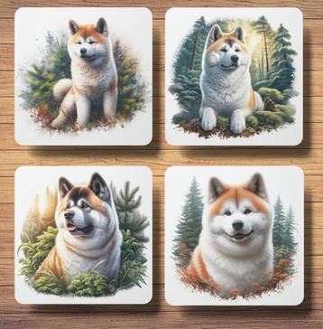 Akita Bos onderzetters met houder beschikbaar voor biedingen
