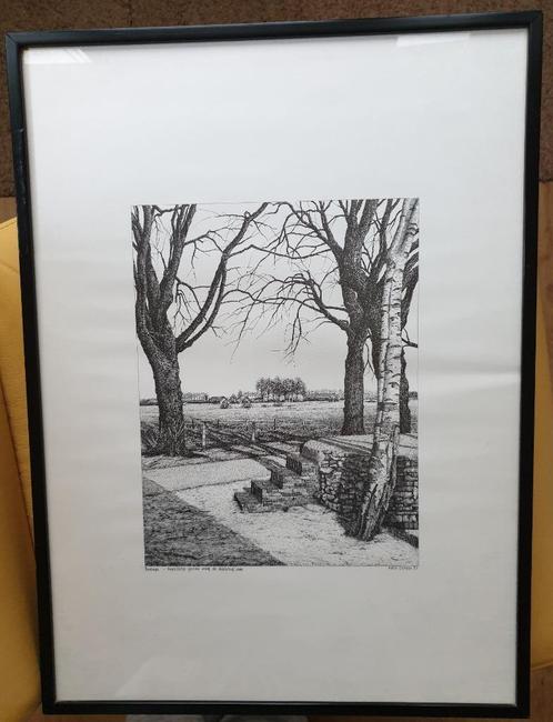 Karin Deneer - Kapelletje Beringe - Grafiek in Lijst, Antiek en Kunst, Kunst | Schilderijen | Klassiek, Ophalen of Verzenden