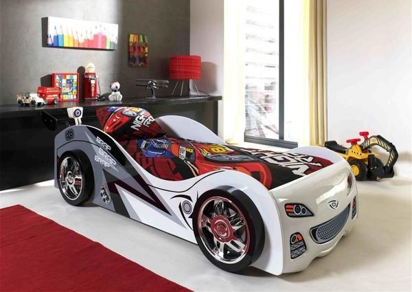 Brap Brap autobed - 90x200 - Wit, Kinderen en Baby's, Kinderkamer | Bedden, Nieuw, Ophalen of Verzenden