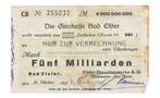 Duitsland 5 miljard Mark 1923 bon Girobank Bad Elster, Postzegels en Munten, Bankbiljetten | Europa | Niet-Eurobiljetten, Ophalen of Verzenden