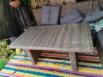 grote wicker tafel met glazen blad, Tuin en Terras, Tuintafels, Ophalen, Gebruikt, Rechthoekig, Wicker