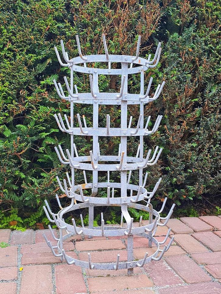 Antieke zinken FLESSENHOUDER standaard FLESSENDROGER, Antiek en Kunst, Curiosa en Brocante, Ophalen of Verzenden