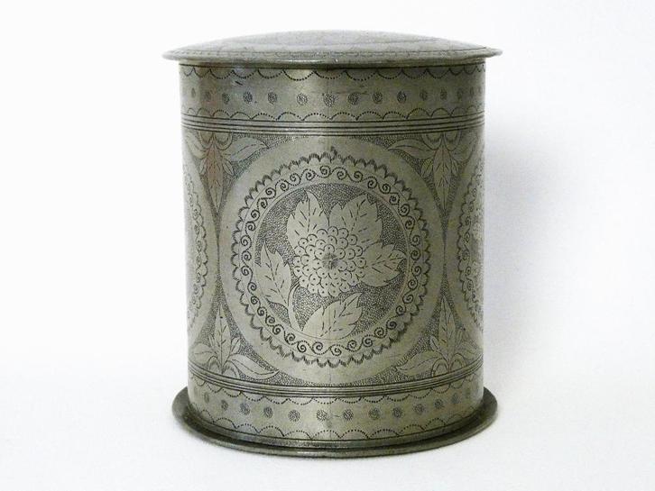 Grote tinnen theebus F.S.Blinjoe Banka tin Indonesië thee, Antiek en Kunst, Antiek | Tin, Ophalen of Verzenden