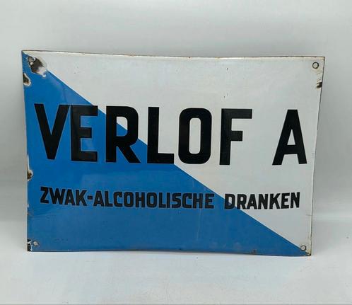 Origineel bol Emaille Bord Verlof A zwak  Alcoholische Drank, Antiek en Kunst, Antiek | Emaille, Verzenden