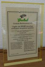 Grolsch - uitgifte van certificaten, Grolsch, Overige typen, Ophalen of Verzenden, Zo goed als nieuw