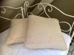 2 Rivièra Maison Kussens / Linnen / Beige / Taupe / Zalm, Huis en Inrichting, Woonaccessoires | Kussens, Ophalen of Verzenden