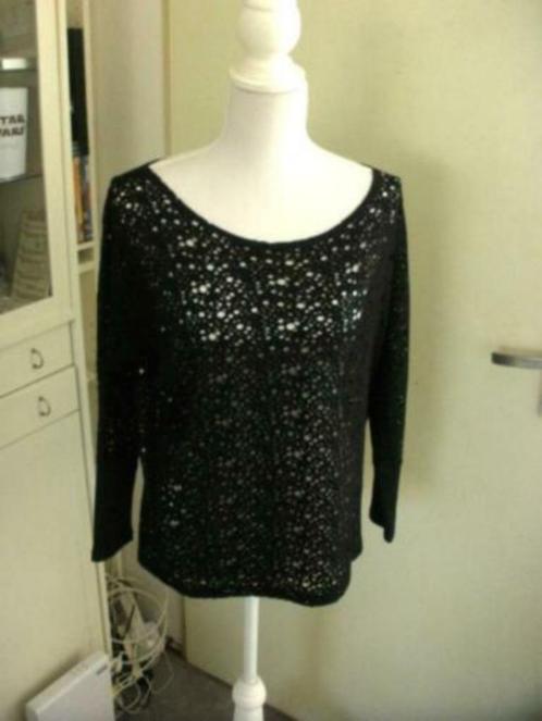 Zwart opengewerkt shirtje van Supertrash, maat M (qwe), Kleding | Dames, T-shirts, Zo goed als nieuw, Maat 38/40 (M), Zwart, Lange mouw