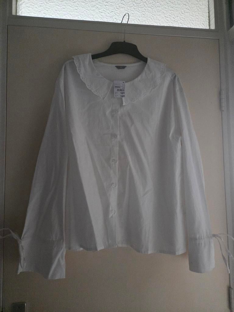 Nieuwe witte blouse maat 44 met kraagdetails, Kleding | Dames, Blouses en Tunieken, Zeeman, Wit, Maat 42/44 (L), Nieuw