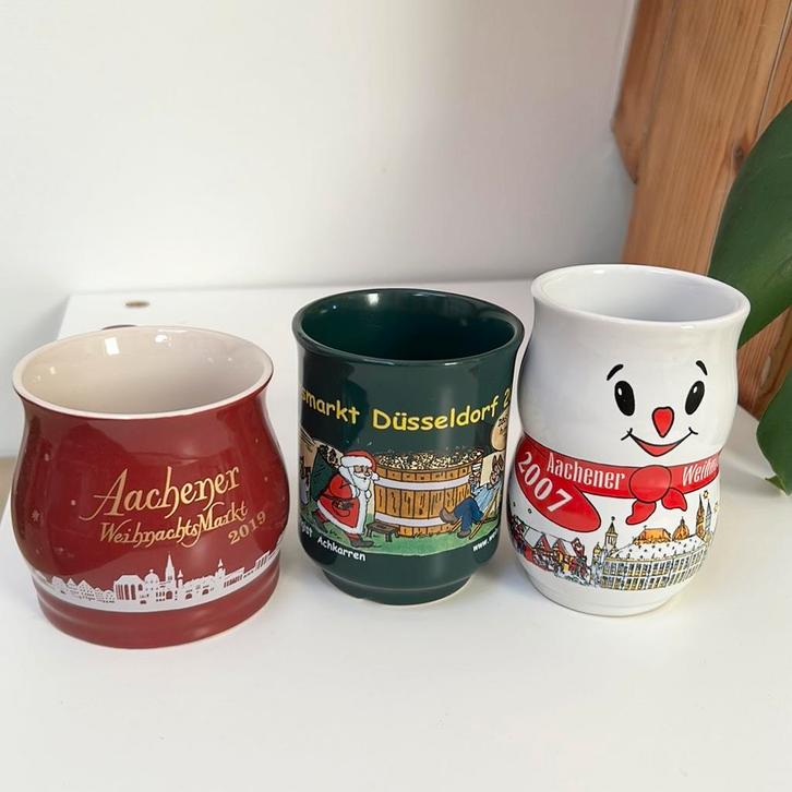 Kerstmarkt mokken Duitsland–Aken & Düsseldorf2007,2017, 2019, Huis en Inrichting, Keuken | Servies, Zo goed als nieuw, Kop(pen) en/of Schotel(s)