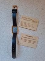 Holzkern horloge met zwart parelmoer, Leer, Polshorloge, Nieuw, Ophalen