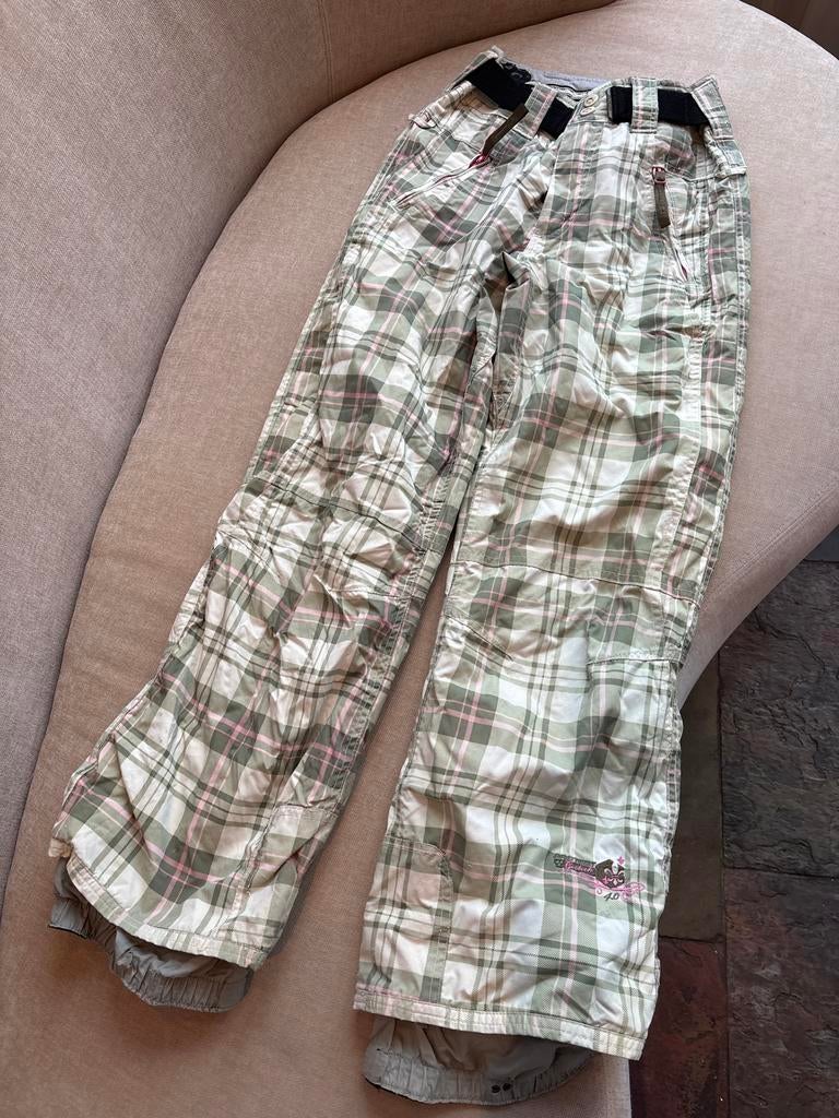 Skibroek maat 152 Protest groen/roze ruit, Ophalen, Protest, 100 tot 140 cm, Zo goed als nieuw