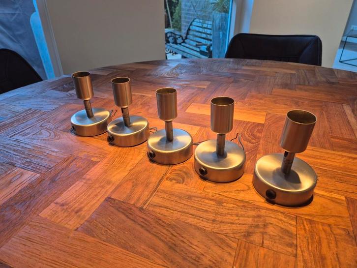 Massive geborsteld RVS plafond spots, Huis en Inrichting, Lampen | Spots, Gebruikt, Plafondspot of Wandspot, Metaal of Aluminium