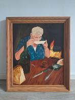 Schilderij J. Veenstra '88 - Man aan tafel, Ophalen of Verzenden