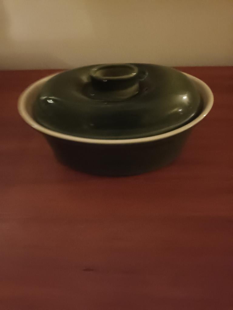 Groene aardewerken paté/pot/ vorm/ schaal, Antiek en Kunst, Antiek | Keramiek en Aardewerk, Ophalen of Verzenden