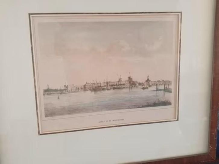 litho gezigt op de Willemskade Rotterdam Trap en Bos 1863, Antiek en Kunst, Kunst | Litho's en Zeefdrukken, Ophalen