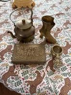 Koperen set: Nachtwacht doosje, theepot, schoen, zeef, Ophalen of Verzenden