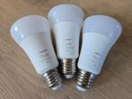 Drie Hue White and Color E27 lampen te koop, 30 tot 60 watt, Led-lamp, Zo goed als nieuw, E27 (groot)