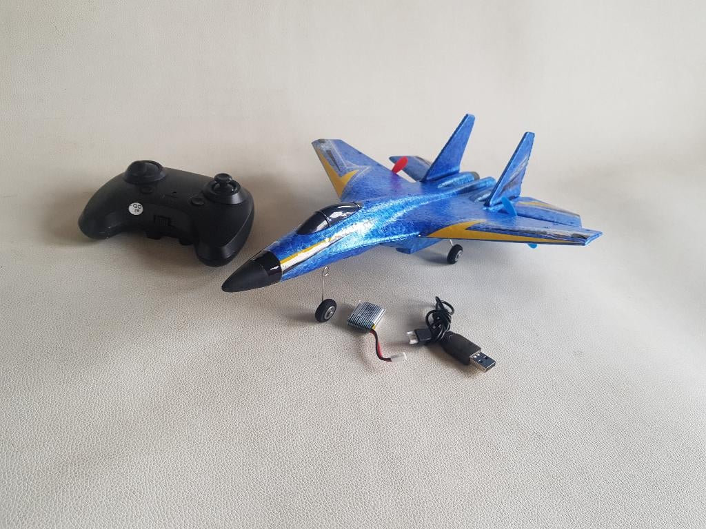 RC vliegtuig straaljager speelgoed blauw drone, Ophalen of Verzenden, Nieuw