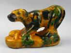 majolica aardewerk hond Bruin , groen en zwart, Ophalen of Verzenden