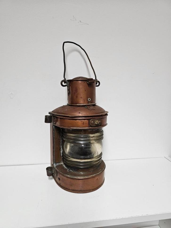 Antieke koperen scheepslantaarn  voor €95,-!, Antiek en Kunst, Antiek | Lampen, Ophalen