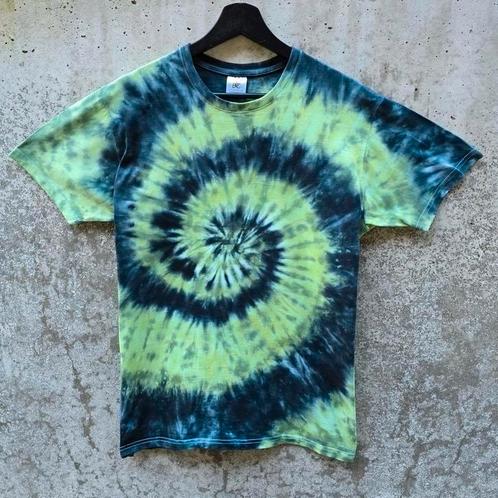 Groen - zwart zomer spiral tie dye t-shirt unisex maat M, Kleding | Heren, T-shirts, Nieuw, Maat 48/50 (M), Groen, Ophalen of Verzenden