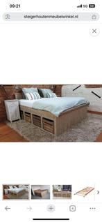 Zwarte Steiger Bed 160x200, Huis en Inrichting, Slaapkamer | Bedden, Ophalen, Zwart, Tweepersoons, Zo goed als nieuw