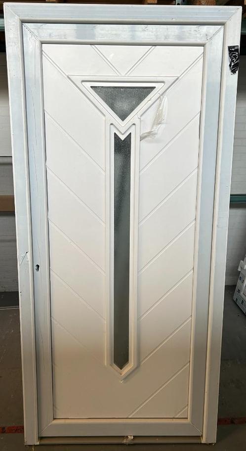Kunststof voordeur 100 x 210 cm Links kleur Wit, Doe-het-zelf en Verbouw, Deuren en Horren, Nieuw, Buitendeur, 200 tot 215 cm