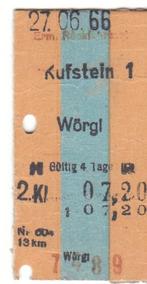 Oostenrijks treinkaartje 1966 [3324]  [VeVeSp], Ophalen of Verzenden, Gebruikt, Trein, Overige typen