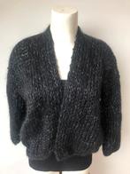 Kiro by kim zwart openvallend vest onesize zilver wol wollig, Maat 38/40 (M), Zwart, Nieuw, Ophalen of Verzenden