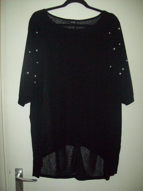 NIEUW! Charmante tuniek trui met parels maat 2XL 48 50, Kleding | Dames, Grote Maten, Nieuw, Blouse of Tuniek, Zwart, Verzenden