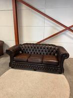 Bruine leren chesterfield bank bankstel 3 zits springvale, Ophalen of Verzenden
