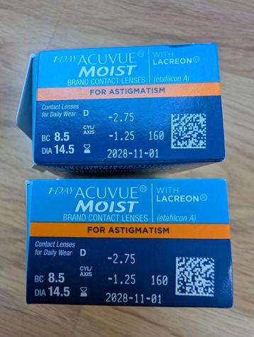 1-Day Acuvue Moist for Astigmatism Contact Lenzen beschikbaar voor biedingen