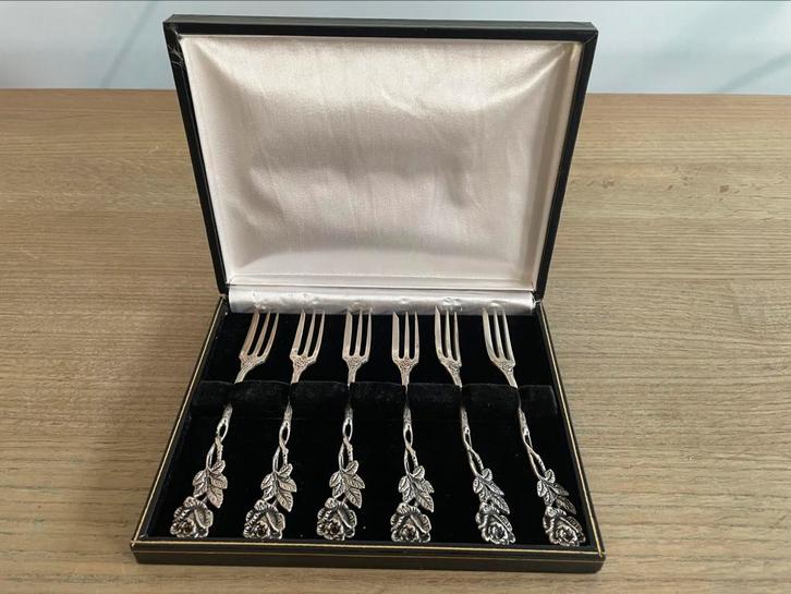 Prachtige antieke set zilveren vorkjes Hildesheimer Rose, Antiek en Kunst, Antiek | Bestek, Ophalen of Verzenden