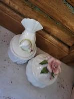 Vintage Porseleinen Sierpotjes - Vogel & Roos, Wit, Aardewerk of Porselein, Ophalen of Verzenden, Zo goed als nieuw