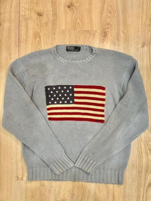 Ralph Lauren American Flag Sweater bieden kan, Kleding | Heren, Truien en Vesten, Gedragen, Maat 48/50 (M), Blauw, Ophalen of Verzenden