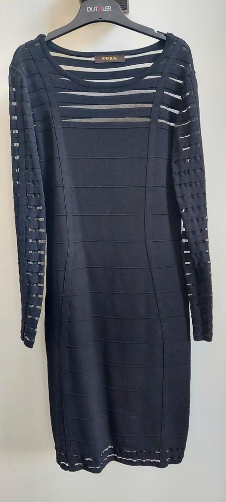 SuperTrash Zwarte Jurk Maat L, Kleding | Dames, Jurken, Zo goed als nieuw, Maat 42/44 (L), Zwart, Boven de knie, Ophalen of Verzenden