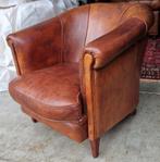 Schapenleren club fauteuil Kings Design + BEZORGING GRATIS, Gebruikt, ., Chesterfield, Ophalen of Verzenden