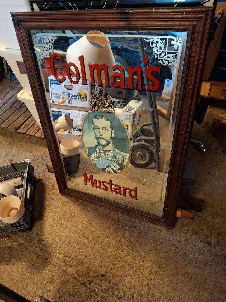 Colman's Mosterd Reclamespiegel King George, Antiek en Kunst, Antiek | Spiegels, 50 tot 100 cm, Minder dan 100 cm, Rechthoekig