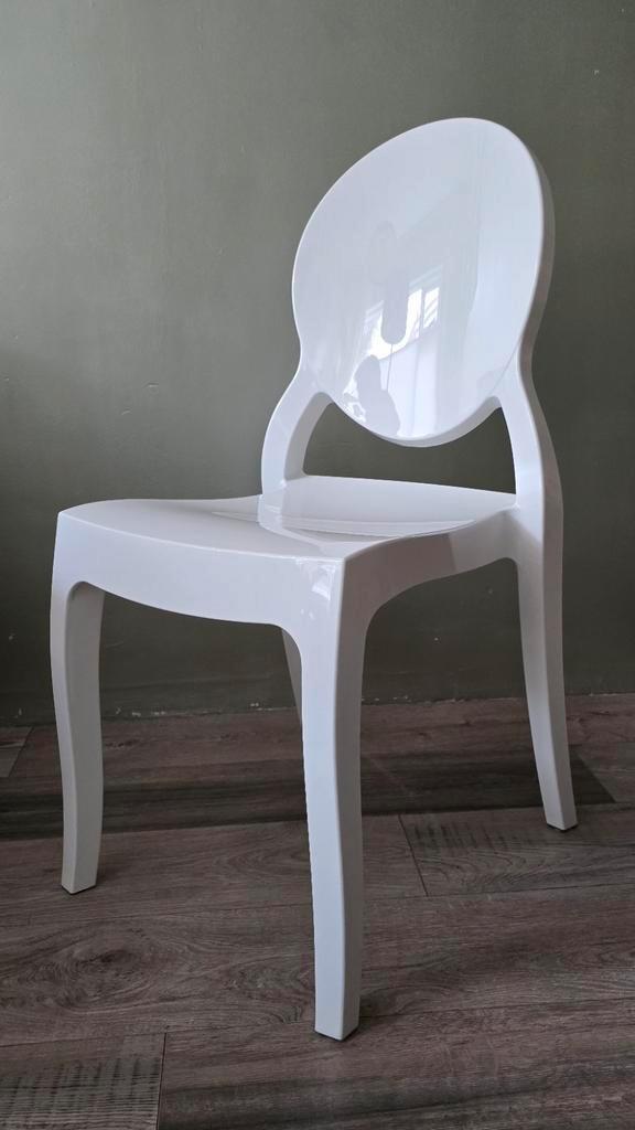 Witte kunststof designstoel, Huis en Inrichting, Stoelen, Gebruikt, Eén, Kunststof, Wit, Ophalen