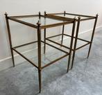 Vintage Hollywood Regency bijzettafels, Huis en Inrichting, Tafels | Bijzettafels, Ophalen, Minder dan 55 cm, Gebruikt, Glas