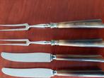 2x Antieke vleesvorkjes en mesjes met hoornen handvat, Antiek en Kunst, Ophalen of Verzenden