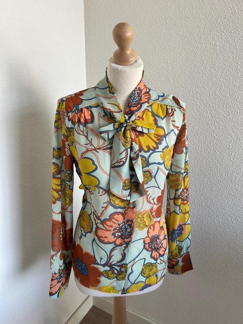 King Louie maat 40 turquoise bloemen blouse top 2322, Kleding | Dames, Blouses en Tunieken, Zo goed als nieuw, Maat 38/40 (M)