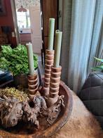 3 nieuwe houten kandelaars, Ophalen of Verzenden, Nieuw, Hout, Minder dan 25 cm