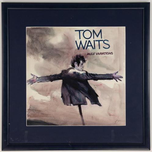 Origineel werk René Follet - Aquarel - Platenhoes Tom Waits, Cd's en Dvd's, Vinyl | Jazz en Blues, Zo goed als nieuw, Jazz, 1980 tot heden