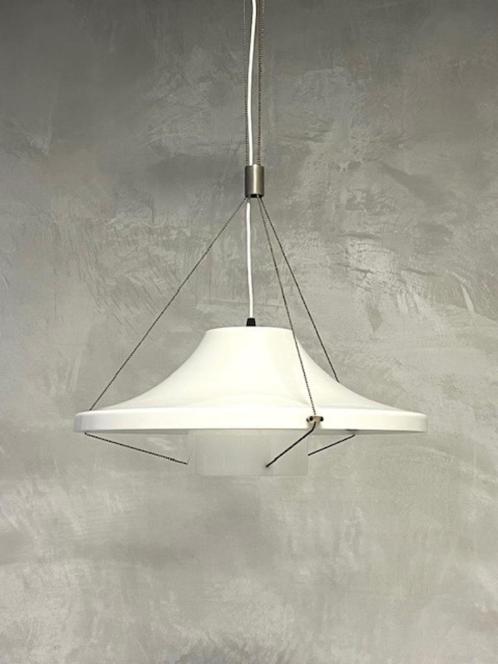 Jaren 70 hanglamp vintage design retro lamp wit kunststof, Huis en Inrichting, Lampen | Hanglampen, Gebruikt, 75 cm of meer, Kunststof