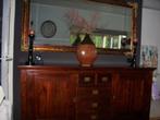 dressoir teak hout met spiegel en accessoires, 150 tot 200 cm, 25 tot 50 cm, Teakhout, Gebruikt