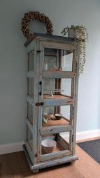 Prachtige brocante vitrinekast, vintage., Huis en Inrichting, Kasten | Vitrinekasten, Ophalen, Met deur(en), Glas, Vintage