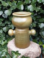 Vintage unieke bloempot groen, Rond, Ophalen of Verzenden, Aardewerk, Minder dan 40 cm