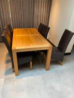 Massief eiken tafel met 6 stoelen, Ophalen, Zo goed als nieuw, 4 tot 6 stoelen