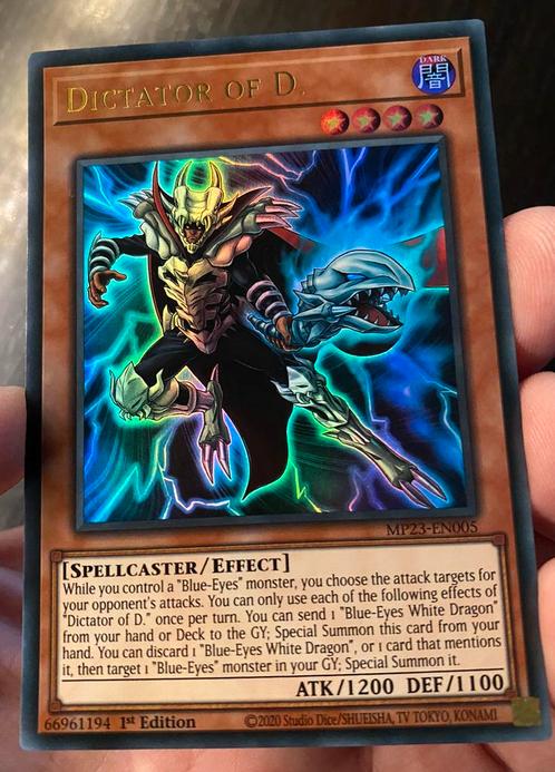 Yu-Gi-Oh! Dictator of D. MP23 1st Edition !, Hobby en Vrije tijd, Verzamelkaartspellen | Yu-gi-Oh!, Zo goed als nieuw, Losse kaart